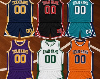 Custom Basketball Uniform Set, Personalized Team Name Jersey and Shorts, Team Basketball Matching, Sports Outfit, Player Name Number