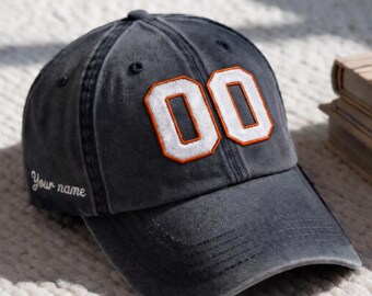 Custom Embroidered Sports Number Hat, Puff Embroidery, Personalized Baseball Cap, Baseball Mom Cap Gift, Baseball Custom Number Name Cap