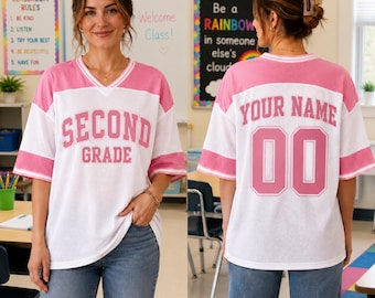 Personalized School Grade Mesh Jersey, Custom Teacher Shirt Mesh Jersey, Back to School Spirit Shirt, Custom Name Number Jersey Gift