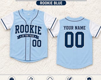 Maillot de baseball de l'équipe recrue avec nom personnalisé, Maillot de recrue personnalisé, Tenues assorties pour la famille, Maillot de l'équipe de la recrue de l'année assortis