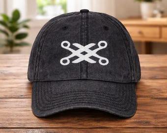 Embroidered Washed Embroidered Scissors Hat, Hair Stylist Cap, Barber Gift, LGBTQ Gift, Minimal Lesbian Aesthetic Hat