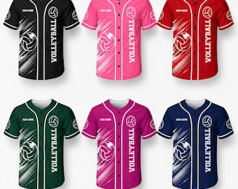 Maillot de volleyball personnalisé, Maillot personnalisé avec numéro d'équipe, Uniforme de volleyball de style baseball, Cadeau de vêtement d'équipe de sport, Équipe de volleyball