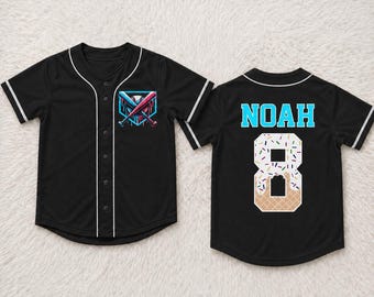 Personalized Baseball Drip Shirt, Custom Name Number Boy Birthday Baseball Jersey, Kids Toddler Ice Cream Drip Jersey, Baseball Team Party