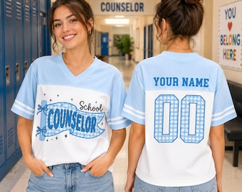 Personalized School Counselor Mesh Jersey, Custom Counselor Shirt, Back to School Mesh Jersey, Name & Number Teacher Tee, Teacher Shirt