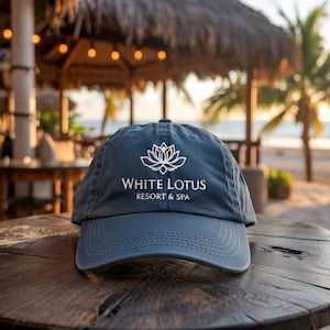 Embroidered The Lotus Resort & Spa Embroidered Pigment Dyed Hat, Trendy Dad Hat, The Lotus Resort