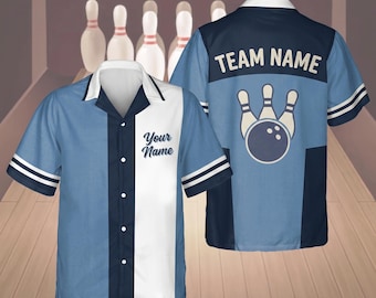 Custom Bowling Shirt Personalized Name Retro Hawaiian Bowling Shirt Team Matching Bowling Shirt Bowler Gift Bowling League Shirt Family