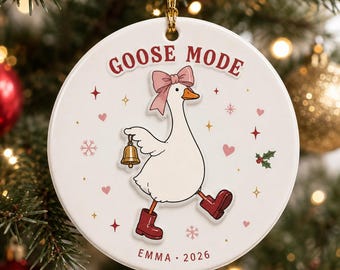 Personalized Goose Mode 2 Layer Ceramic Ornament, Custom Name Funny Christmas Keepsake, Cute Goose Lover Unique Holiday Gift for Her 2026
