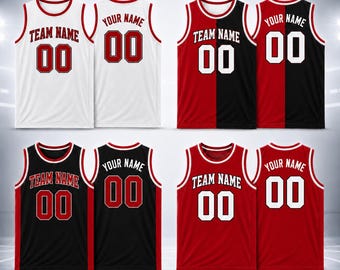 Custom Red Basketball Jersey, Personalized Team Basketball Uniform, Custom Name Number Jersey, Adult Youth Basketball Tank, Sports Team Gift