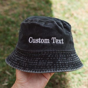 Embroidered Custom Text And Logo Vintage Bucket Hat