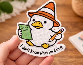 I Don't Know What I'm Doing Embroidered Patch, Funny Duck Cute Meme Humor Embroidered Patch Applique for Clothes Jacket Gift, Duck Patches
