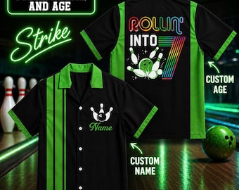 Personalized Bowling Birthday Shirt, Custom Age Name Bowling Team Shirt, Retro Bowling Party Outfit, Family Matching Bowling Shirt