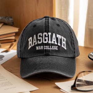 Embroidered Basgiath War College Washed Hat, Fourth Wing Embroidered Hat, Xaden Riorson, Dragon Rider Hat, Romantasy Reader Bookish Gift Cap