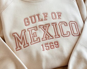 Embroidered Gulf of Mexico sweatshirt, Gulf Coast Shirt, Mexican Beach Crewneck, Gulf of Mexico Gift