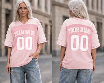 Custom Football Jersey Shirt, Personalized Team Name Jersey, Game Day Oversized Tee, Custom Name Number Shirt, Sports Fan Football Jersey