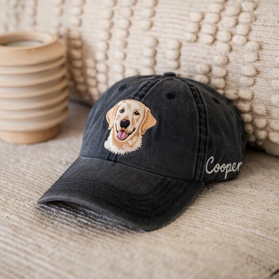 Embroidered Custom Pet Hat Using Pet Photo Personalized Dog Hat, Custom Pet Cap Dog With Name On Hat Side, Gift For Pet Lover, Cat Mom Hat