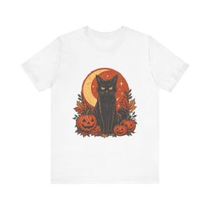 Black Cat Halloween Shirt, Gothic Pumpkin Moon Tee, Spooky Season Top