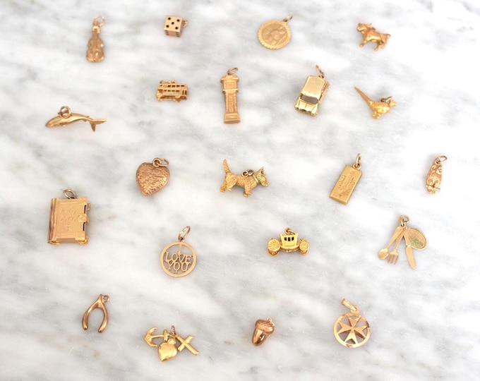 Vintage Solid Gold Charms｜Assorted Classic Pendants｜Retro Collectible Charm