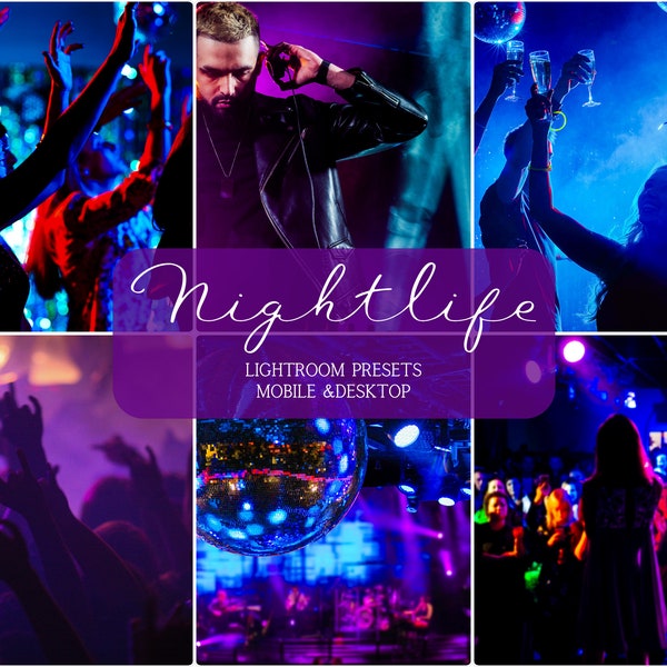 10 LIGHTROOM presets, Nightlife preset, Club scene lighting, Party preset, Event lighting setup, Instagram filter, Nightclub preset