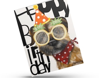 Tarjeta de cumpleaños de Border Terrier / Divertido saludo de perro dibujado a mano para amantes de las mascotas