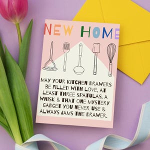 Funny New Home Card | Kitchen Gadget Lover Greeting, Hand-Drawn Housewarming from UK Artist