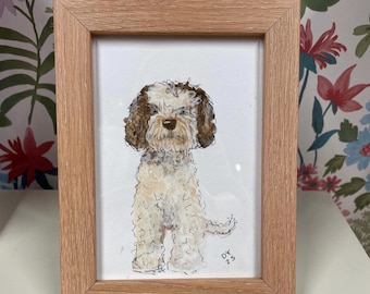 Retrato personalizado de mascota A6 – Retrato de perro en acuarela estilo cuaderno de bocetos a partir de una foto, regalo personalizado para mascotas