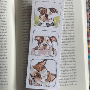 Doodle illustrated bookmark. Your pet in a photo booth format quick sketch pen and ink. Hand drawn