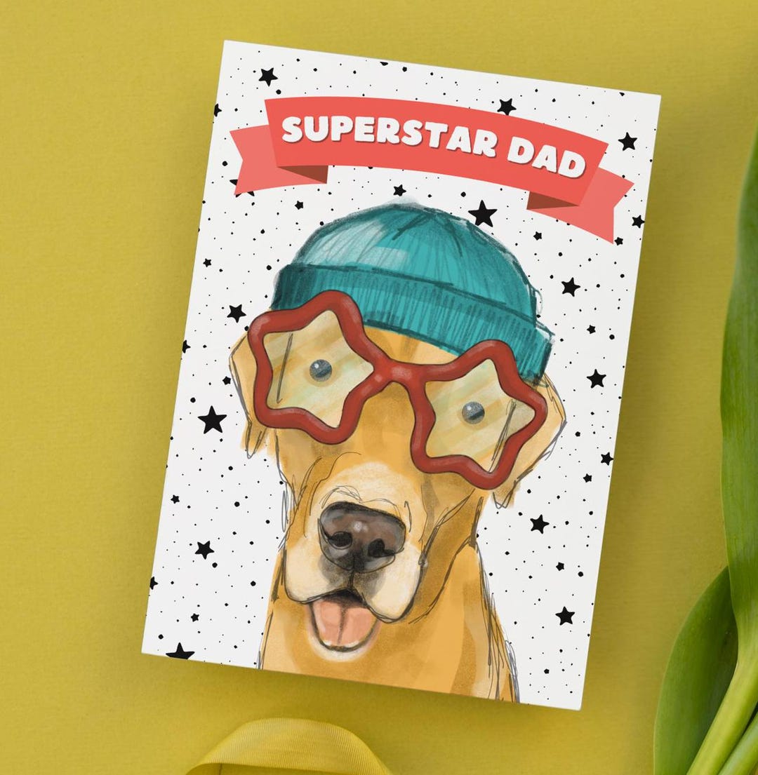 Golden Labrador Father’s Day Greeting Card | Superstar Star Glasses ...