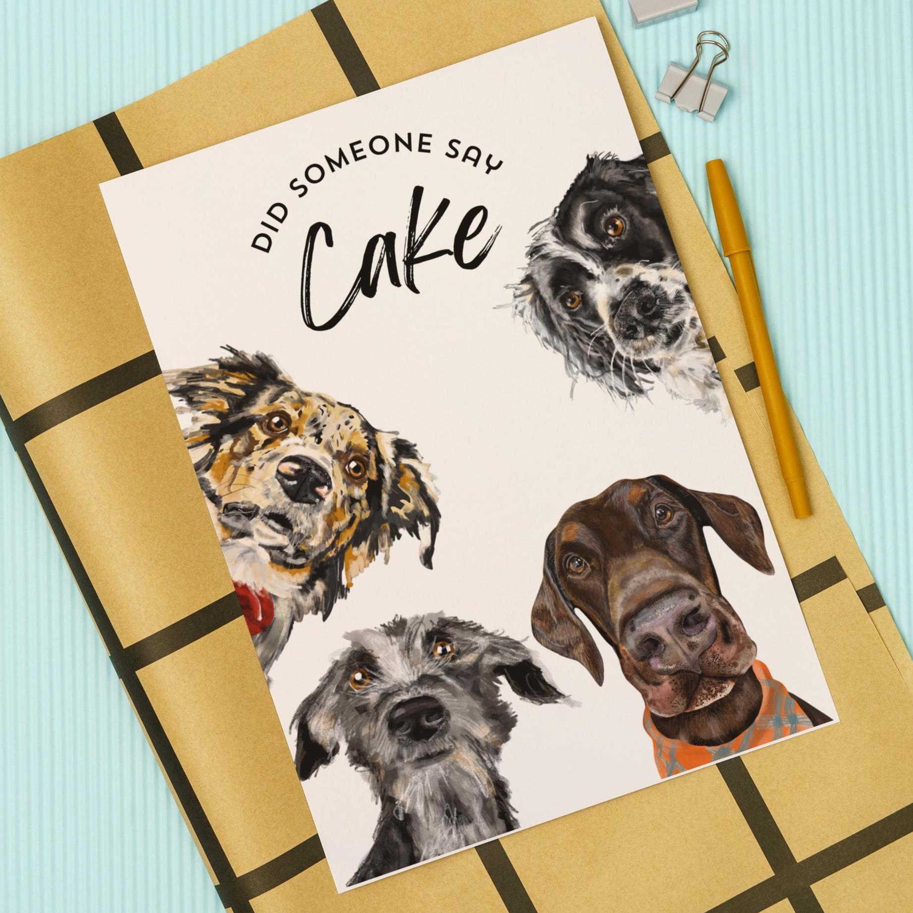 Dog Birthday Card | Hand-drawn Pet Portrait Illustration, Blank Inside ...