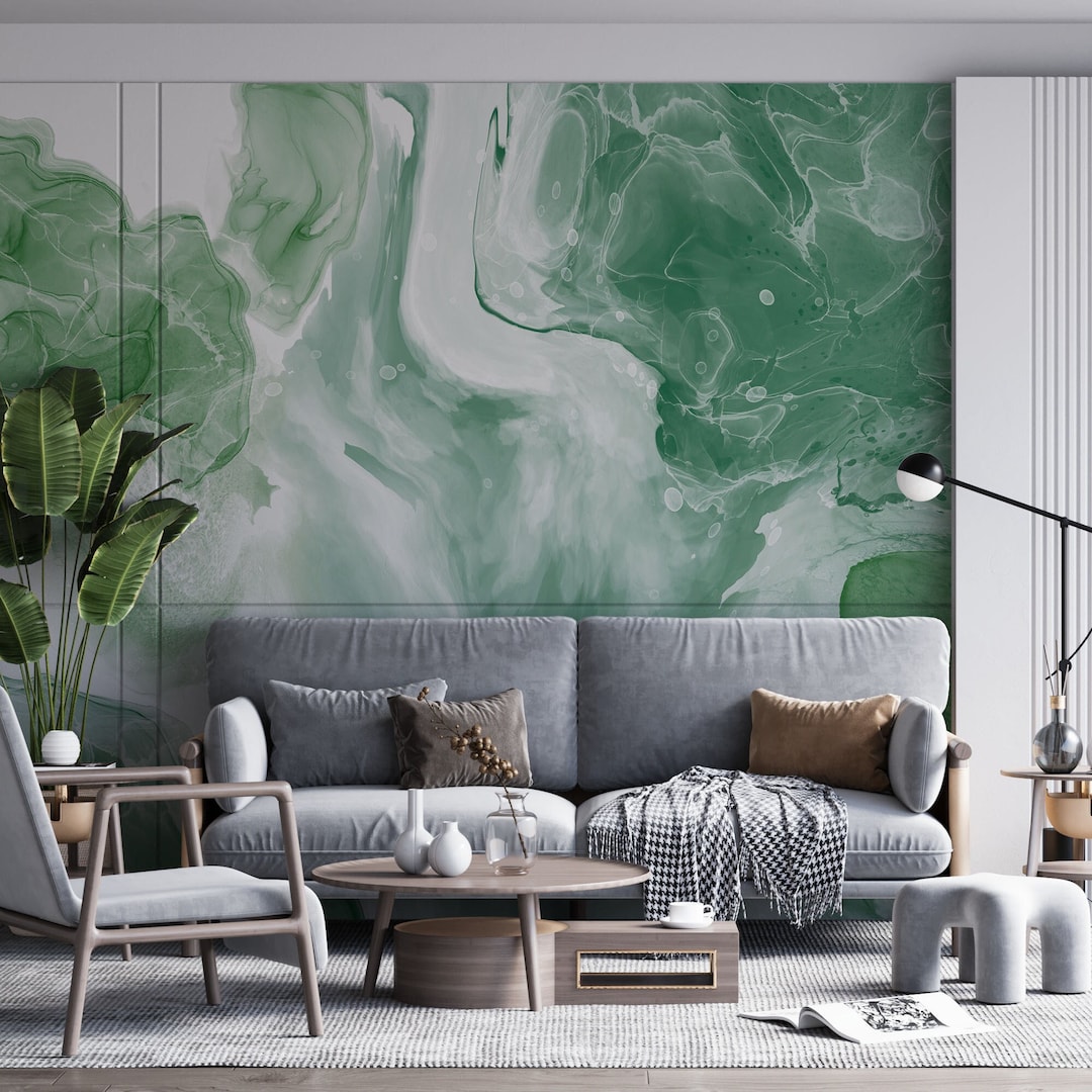 Green Marble Wallpaper Green Marble Wall Mural Modern - Etsy