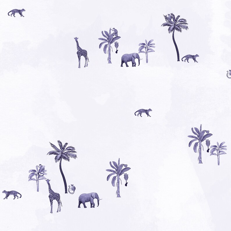 Jungle Animal Wallpaper, Nursery Wallpaper, Giraffe Elephant Animal