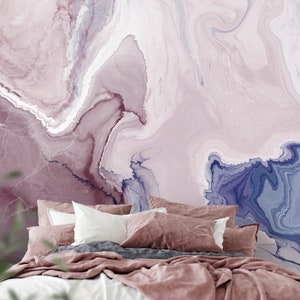 Pink Marble Wall Mural – Abstract Watercolor Wallpaper