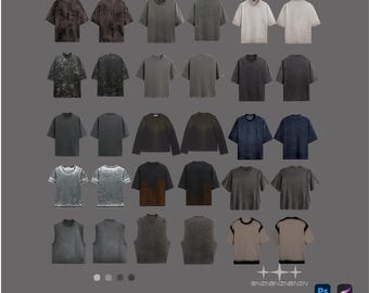 Streetwear T-Shirt Mockups Pack: Garment-Dyed Fashion Design (PNG, Illustrator, PDF)