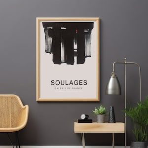 Soulages Exhibition Poster: Black and White Modern Art Print (Digital Download)