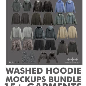 Streetwear Hoodie Mockups Pack: Faded Wash Clothing Brand Tool (Photoshop, Procreate)
