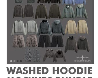 Streetwear Hoodie Mockups Pack: Faded Wash Clothing Brand Tool (Photoshop, Procreate)