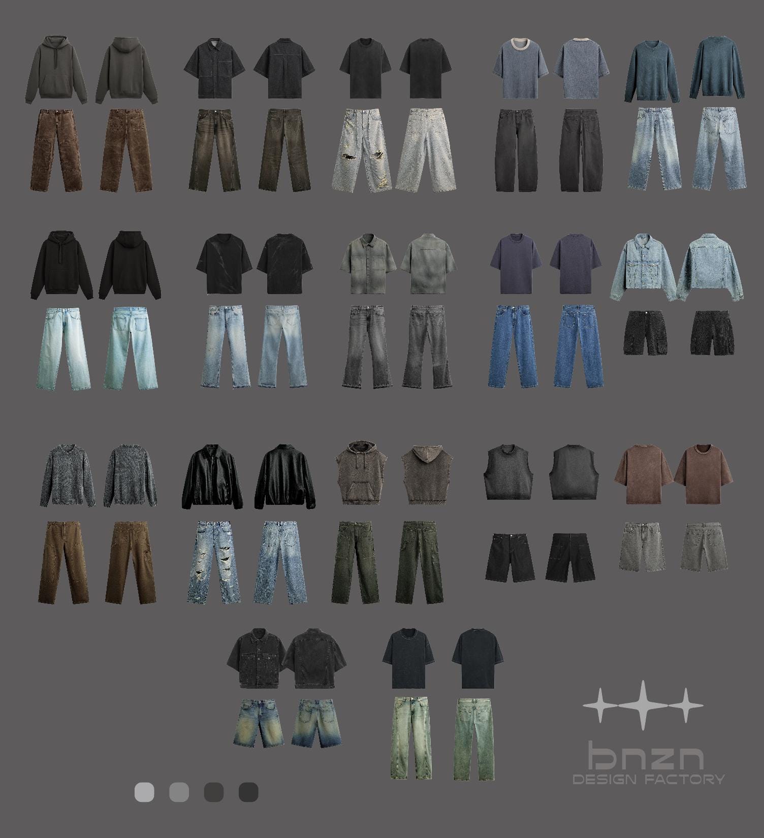 Denim Wash Streetwear Mockup Pack: Fashion Design Garment Bundle (PNG, Procreate)