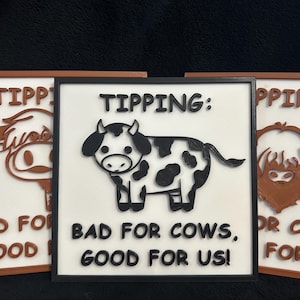 Cow Tipping Sign / Sign for Tip Jars