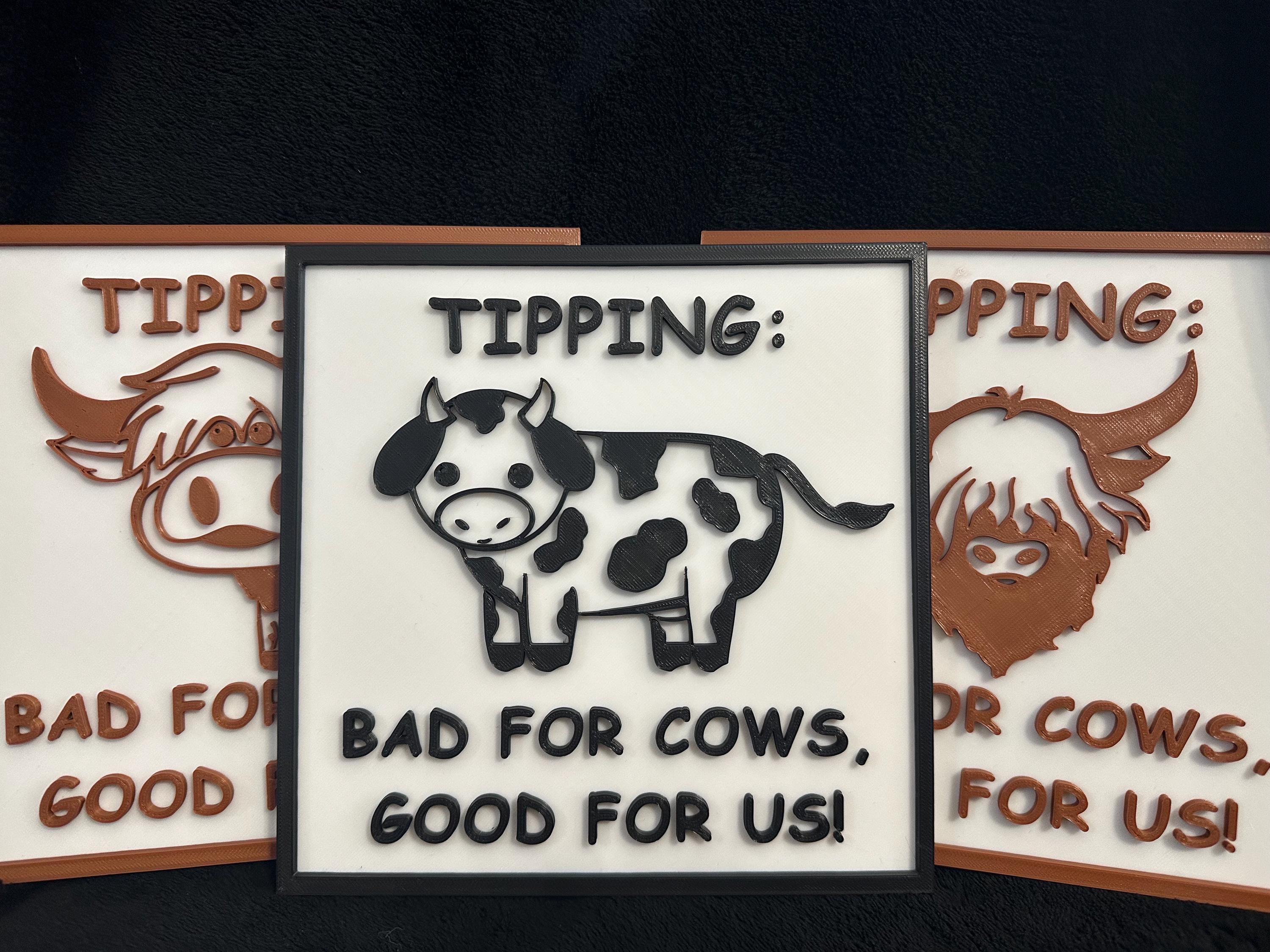 Cow Tipping Sign / Sign for Tip Jars