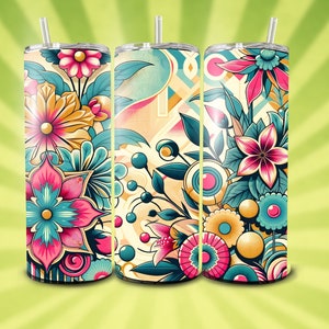 Retro Floral 20 oz Skinny Tumbler PNG Sublimation Bundle Design Digital Download Skinny Tumbler Sublimation PNG File, Trendy Vintage Style