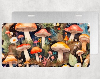 Mushroom png Vanity License Plate Sublimation Design Download PNG Instant DIGITAL ONLY Front License Plate Mushroom Clipart Cottagecore