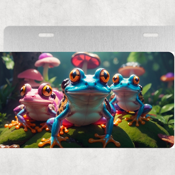 Frog png Mushrooms png Vanity License Plate Sublimation Design Download PNG Instant DIGITAL ONLY Front License Plate Mushroom Clipart