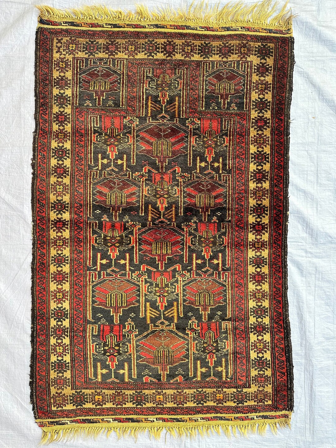 3x5 Ft. Prayer Rug, Hand Knotted Wool Rug, Oriental Prayer Rug, Afghan Rugbaluch Rugwall
