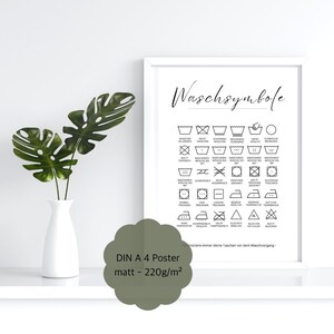Pu&ograve; includere: Un poster in bianco e nero con simboli di lavaggio tedeschi. Il poster &egrave; intitolato "Waschsymbole" e include istruzioni per il lavaggio, l'asciugatura, la stiratura e la candeggina. Il poster &egrave; stampato su carta opaca da 220 g/m&sup2;.