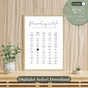 Laundry symbol poster for download | Washing instructions PDF | Care symbol overview | Printable for the laundry room | Keeping your home tidy
