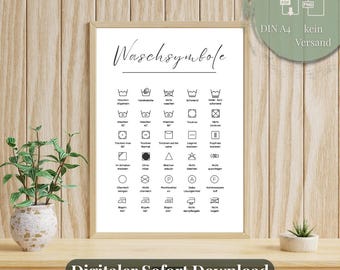Laundry symbol poster for download | Washing instructions PDF | Care symbol overview | Printable for the laundry room | Keeping your home tidy