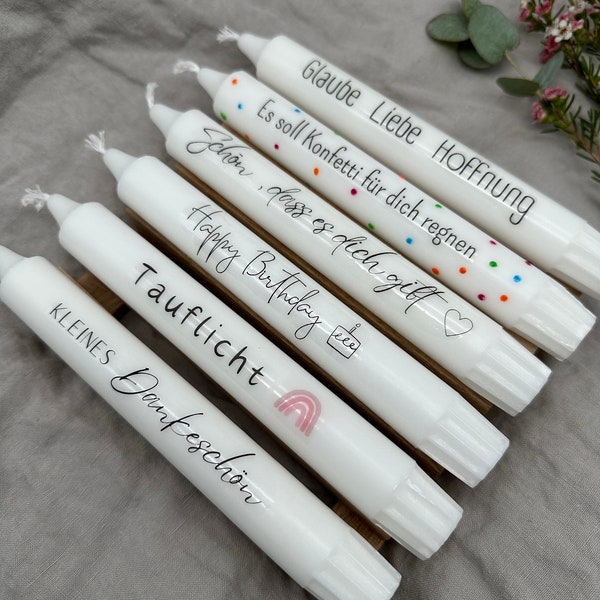 Candle with saying - personalized message as a gift or as decoration for your home, stick candle with message, individual gift