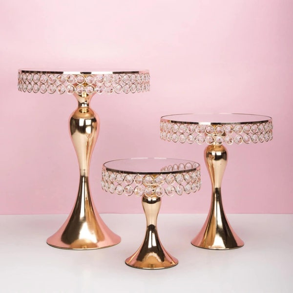 Crystal Cake Stand with Pedestal Set of 3