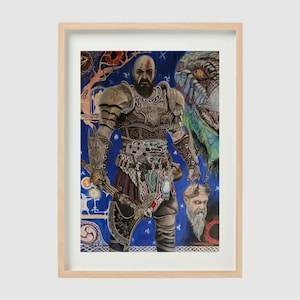 god of war Kratos art 14in x 17in hand drawn. All my prints are on quality  strathmore 500 series archival paper.