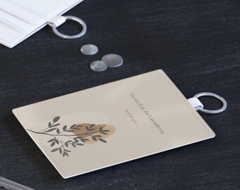 Saffiano Leather Card Holder, Christian Wallet, Bible Verse Card Case, Isaiah 41:20, Neutral Aesthetic, Minimalist Card Holder