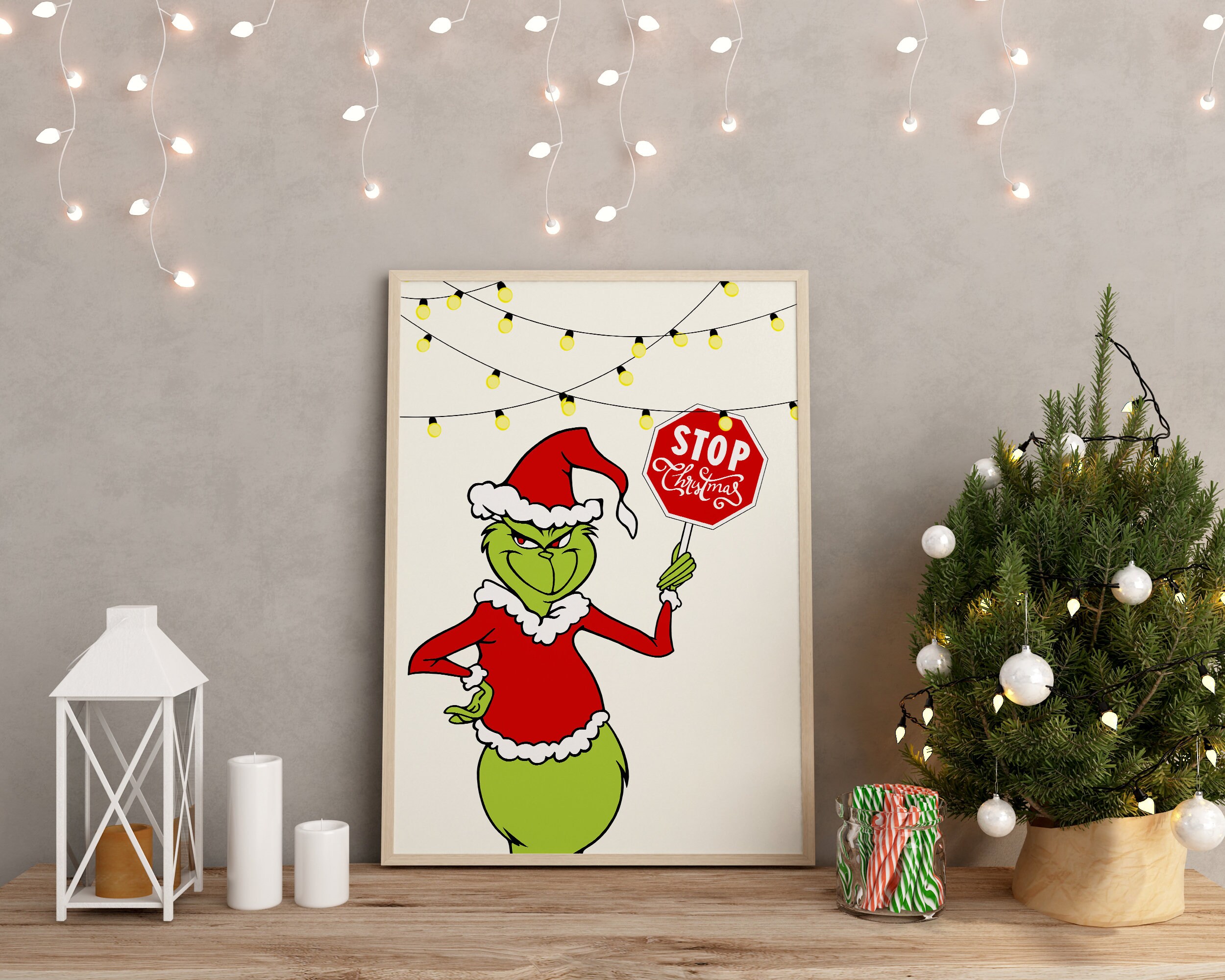 Christmas Poster, Printable Christmas Wall Art, Grinch, Grinch Decor